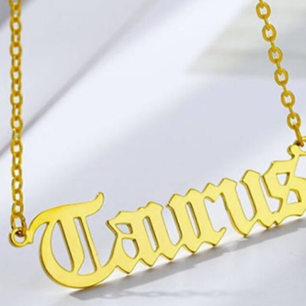 Astrological Astrology Taurus Sign Pendant Necklace Gold Plated Stainless Steel